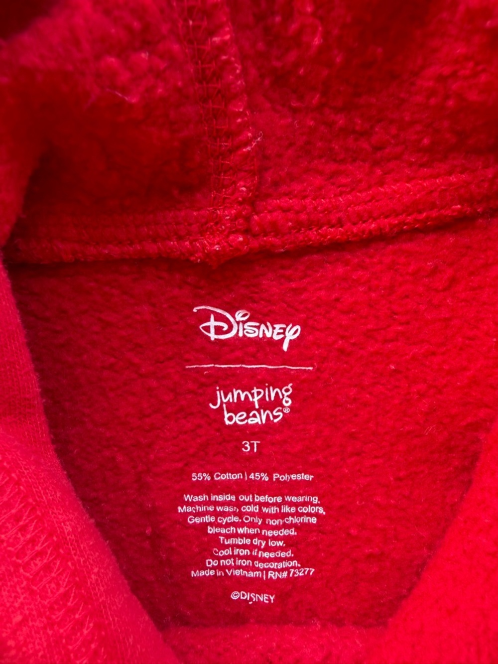 Disney Red Mickey Mouse Hooded Pullover for Kids Size 3T - Picture 5 of 6